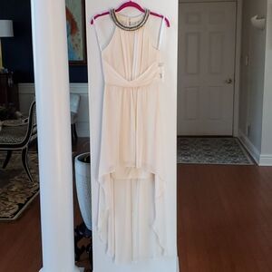 Tan Beaded Cocktail Dress